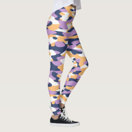 Leggings Patrón de camuflaje amarillo azul oscuro violeta m
