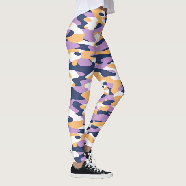 Leggings Patrón de camuflaje amarillo azul oscuro violeta m (Derecha)