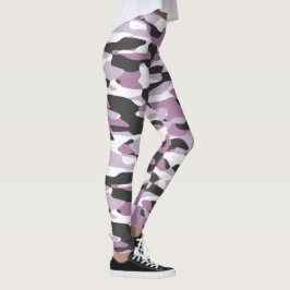 Leggings Patrón de camuflaje blanco grisáceo violeta rosado