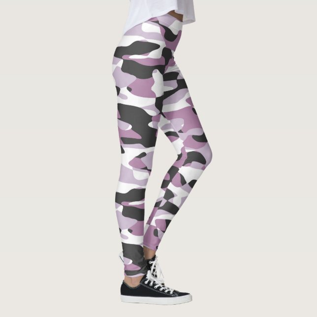 Leggings Patrón de camuflaje blanco grisáceo violeta rosado (Derecha)