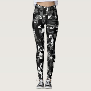 Leggings Patrón de camuflaje blanco negro "Fractura"