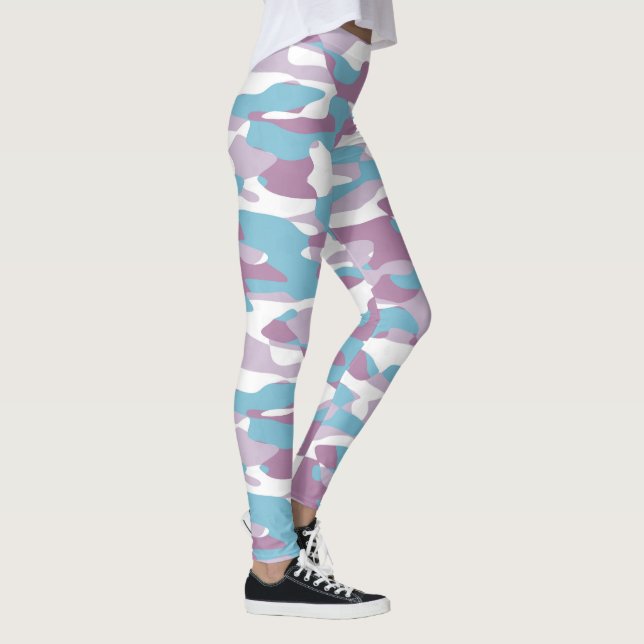 Leggings Patrón de camuflaje blanco púrpura rosa azul verde (Derecha)