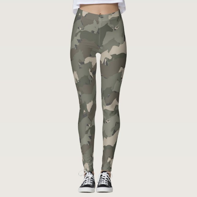 Leggings Patrón de camuflaje de caballos salvajes (Anverso)