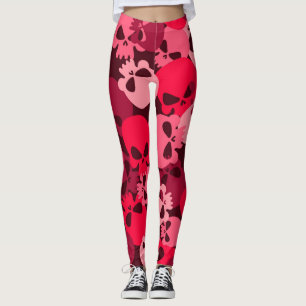 Leggings Patrón de camuflaje de cráneo del ejército rosado