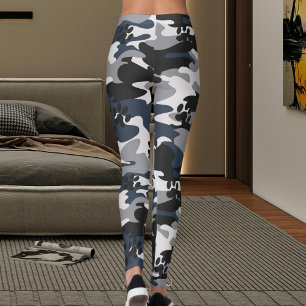 Leggings Patrón de camuflaje de garra de gato azul gris cla