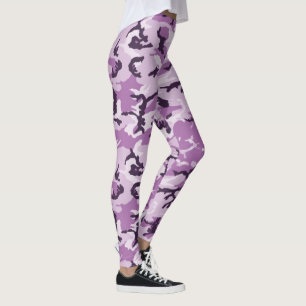 Leggings Patrón de camuflaje de madera rosada/púrpura