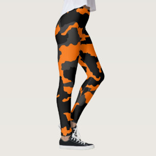 Leggings Patrón de camuflaje gris negro naranja