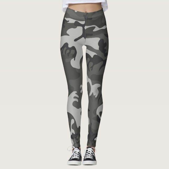Leggings Patrón de camuflaje gris, patrón militar, ejército (Anverso)