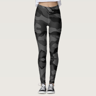Leggings patrón de camuflaje militar negro gris