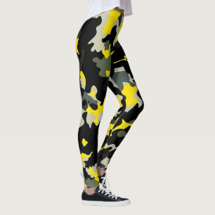 Leggings Patrón de camuflaje negro y amarillo