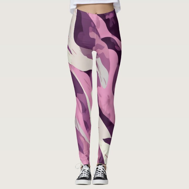Leggings Patrón de camuflaje rosa (Anverso)
