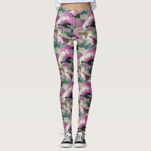 Leggings Patrón de camuflaje rosa atrevido