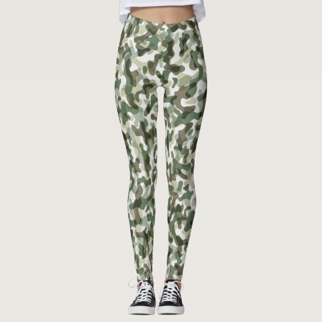 Leggings Patrón de camuflaje verde en tonos de tierra (Anverso)