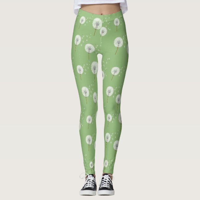 Leggings Patrón de candelio sobre fondo verde (Anverso)
