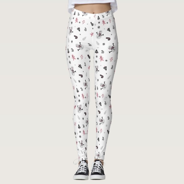 Leggings Patrón de Candy Cane de Snowman (Anverso)