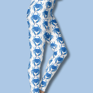 Leggings Patrón de cangrejo azul