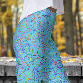 Leggings Patrón de caos cíclico azul vibrante