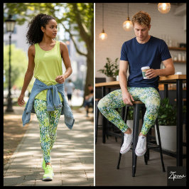 Leggings Patrón de Cara de Perro Atestado con Filtro Azul V