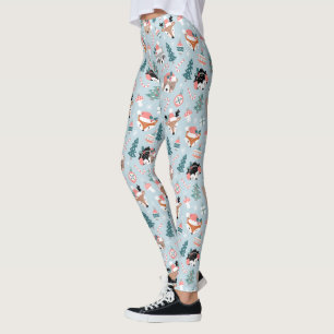 Leggings Patrón de caras animales de los Navidades de Woodl