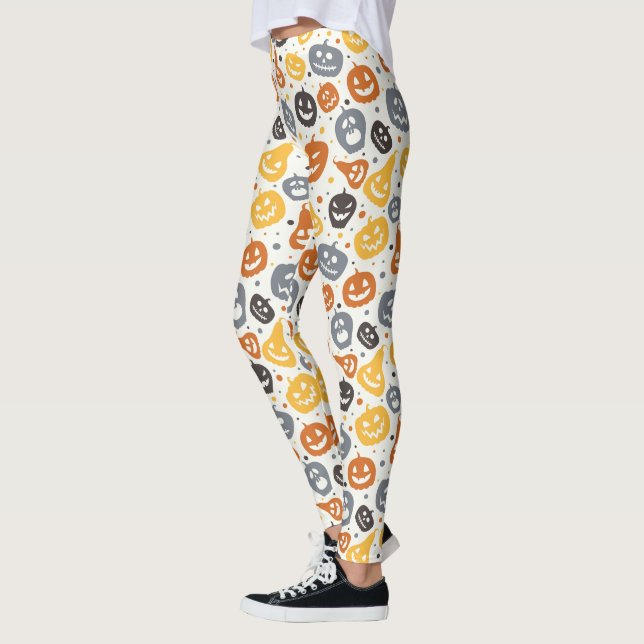 Leggings Patrón de caras coloridas Jack-O'-Lantern (Izquierda)