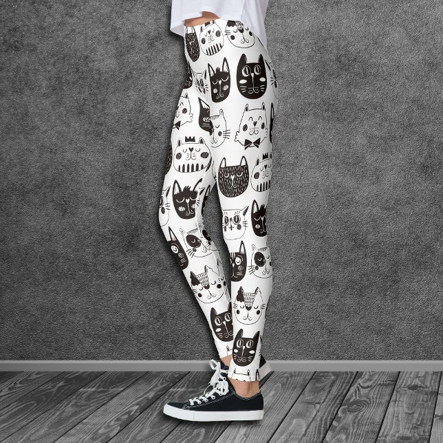 Leggings Patrón de caras de gato loco (Subido por el creador)