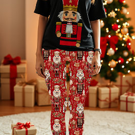 Leggings Patrón de cascanueces rojos Navidad