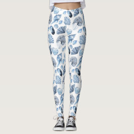 Leggings Patrón de cascos azules en blanco