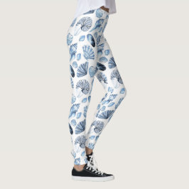 Leggings Patrón de cascos azules en blanco