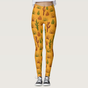 Leggings Patrón de cascos de cactus de naturaleza silvestre