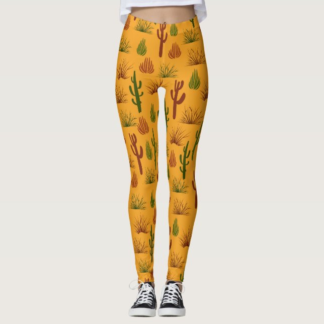 Leggings Patrón de cascos de cactus de naturaleza silvestre (Anverso)