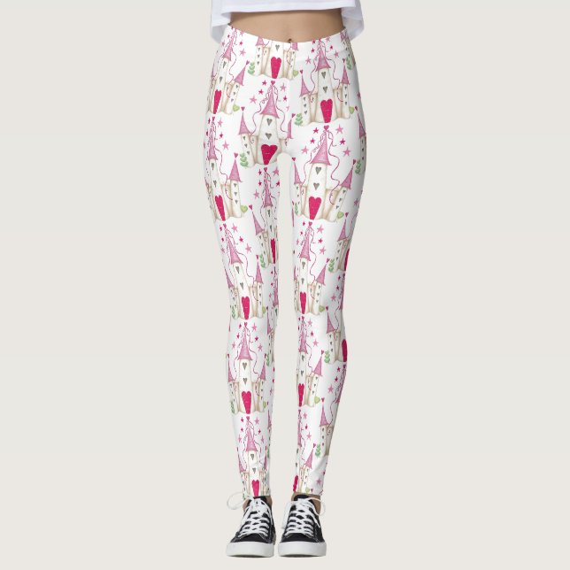 Leggings Patrón de Castillo del Corazón Caprichoso (Anverso)