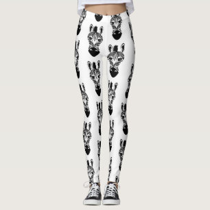 Leggings Patrón de cebra blanco y negro