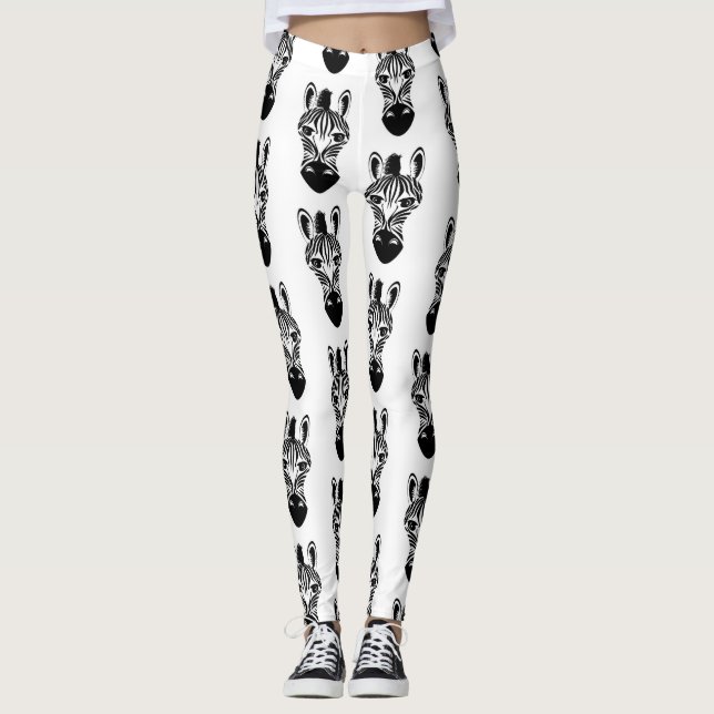 Leggings Patrón de cebra blanco y negro (Anverso)