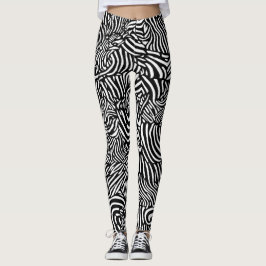 Leggings Patrón de cebra negra y blanca