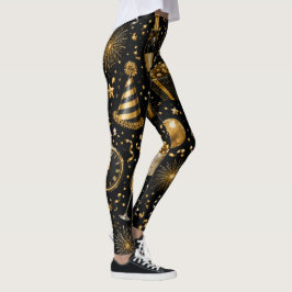 Leggings Patrón de Celebración de Año Nuevo de Lujo