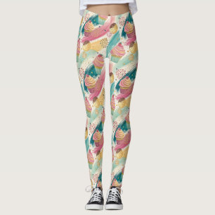 Leggings Patrón de celebración del pastel y pincel festivo