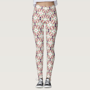 Leggings Patrón de celosía botánico rosa menta