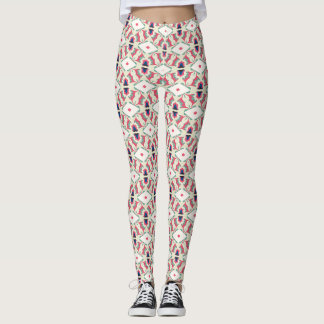 Leggings Patrón de celosía botánico rosa menta