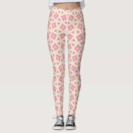 Leggings Patrón de celosía rosa geométrica