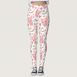 Leggings Patrón de cerdo con corazón