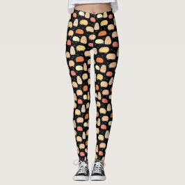 Leggings Patrón de cerdo negro