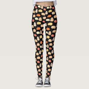 Leggings Patrón de cerdo negro