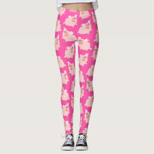 Leggings Patrón de cerdos Personalizados alegres
