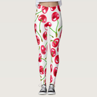 Leggings Patrón de cerezas de color agua