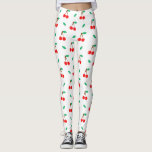 Leggings Patrón de cerezas dulces sobre blanco<br><div class="desc">Patrón de cerezo lindo en blanco.</div>