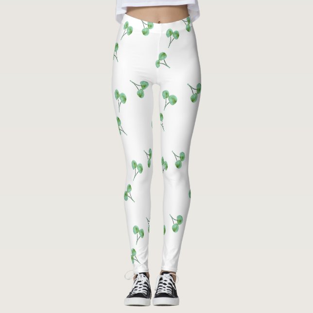 Leggings Patrón de cerezas verdes (Anverso)