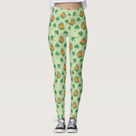 Leggings Patrón de Cerveza y Shamrock St Patrick's Day
