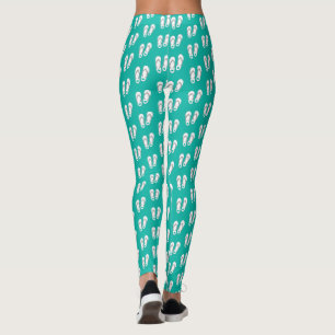 Leggings Patrón de chanclas turquesa azul turquesa de la pl
