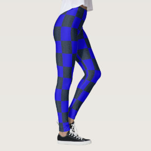 Leggings Patrón de cheques con dos tonos azules,