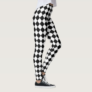 Leggings Patrón de cheurón blanco sólido negro y clásico